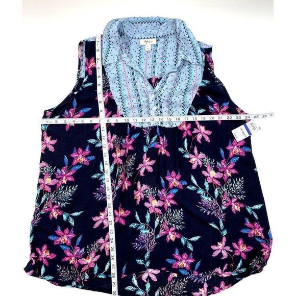 Style & Co Blue Sleeveless Floral Top‎ size XL NEW - Picture 4 of 8
